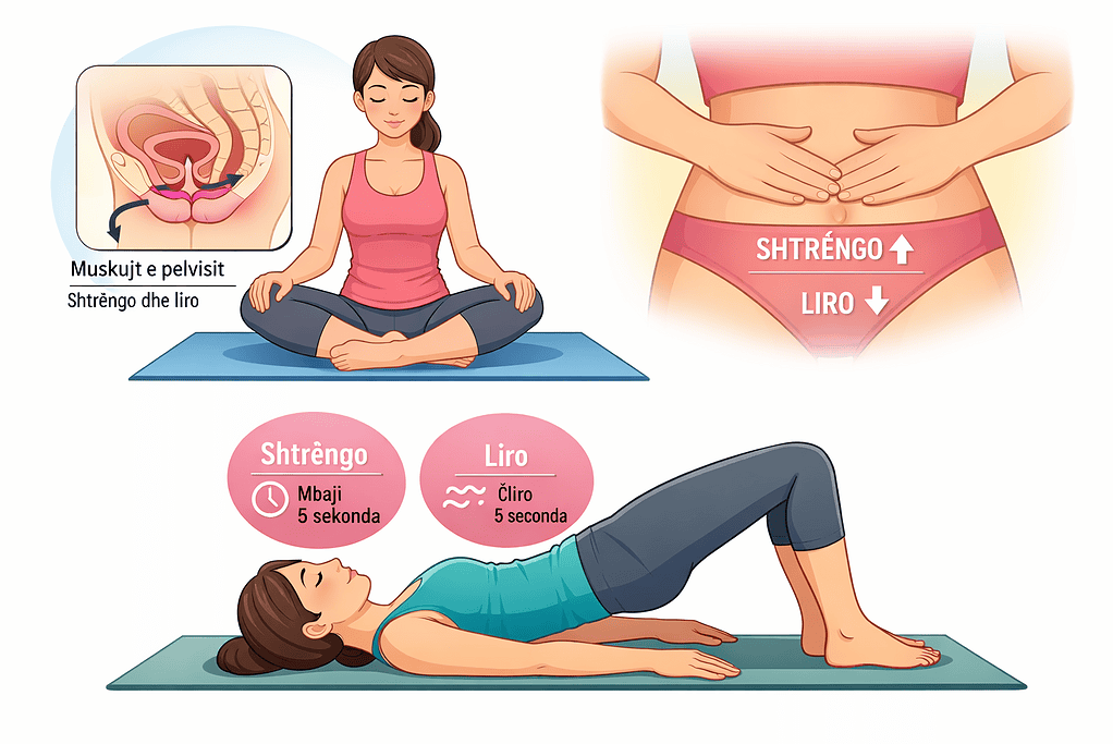 Woman practicing pelvic floor exercises for bladder strength.