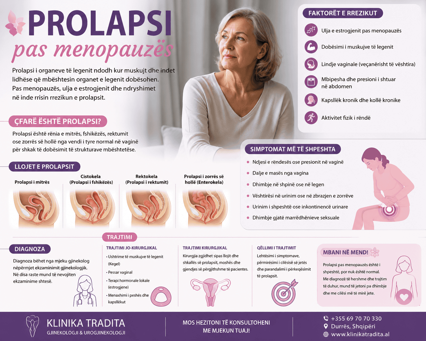 Illustration of pelvic organ prolapse in postmenopausal woman.